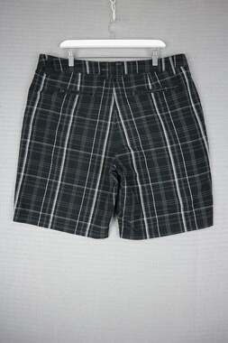 O'Neill Black and Gray Plaid Casual Walk Shorts Mens 38W